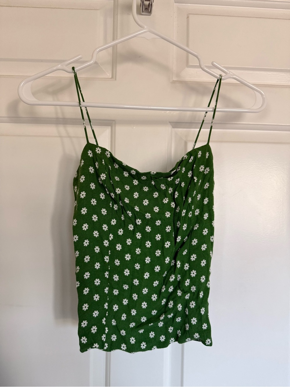 Reformation Green Daisy Print Spaghetti Strap Cami Top